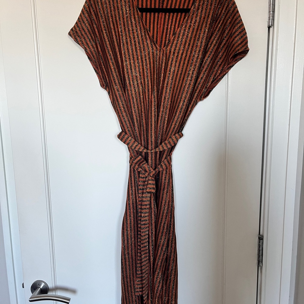 Striped Gold and Black Zara Women's Dress